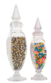 LOT OF 2: GLASS COUNTRY STORE CANDY JARS