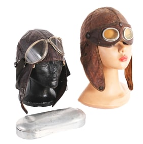 LOT OF 3: WILLSON AVIATOR GOGGLES & HAT DISPLAY