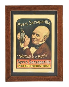 AYER'S SARSAPARILLA HEAVY PAPER SIGN