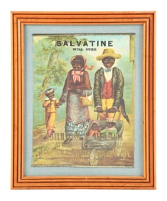 SALVATINE FRAMED HEAVY PAPER ADVERTISING SIGN