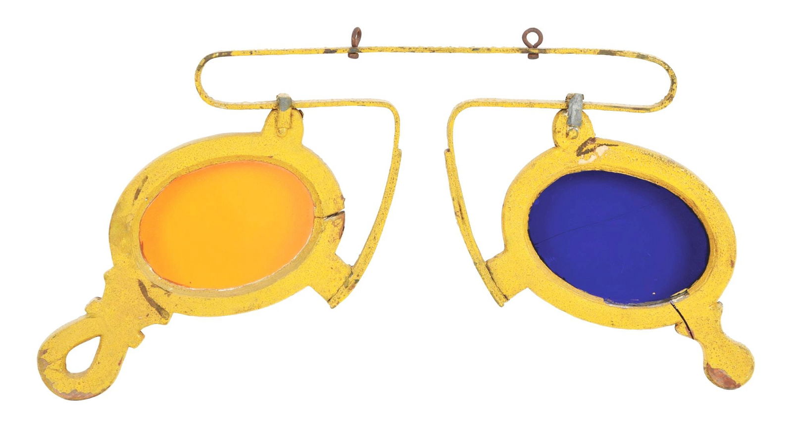 OPTICAL GLASSES TRADE SIGN W/ ORANGE & BLUE LENSES (1 of 2)