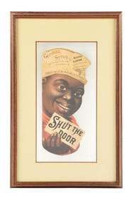 SHUT THE DOOR GERMAN SYRUP DIE-CUT ADVERTISEMENT