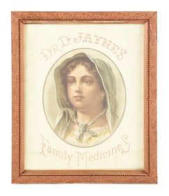 DR. D. JAYNE'S FAMILY MEDICINES FRAMED PAPER SIGN