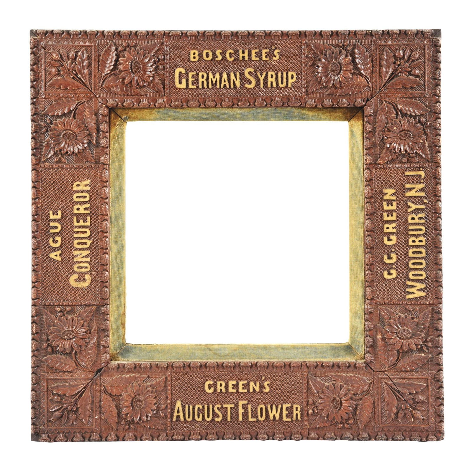 BOSCHEE'S GERMAN SYRUP FRAMED ADVERTISING MIRROR (1 of 2)