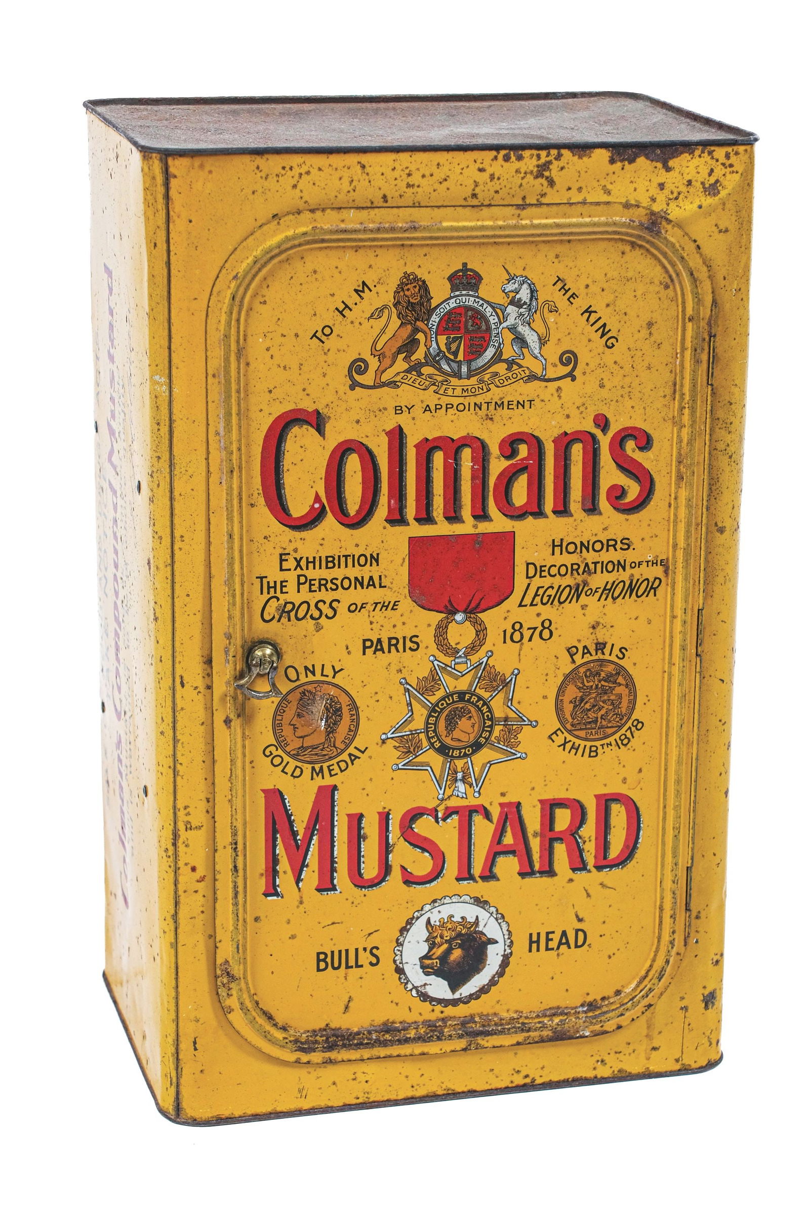 EARLY COLMAN'S MUSTARD TIN DISPLAY W/ BULL HEAD GRAPHIC (1 of 5)