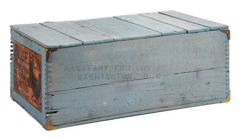 ORIGINAL WOODEN CRATE ADVERTISING BLUE HEN MATCHES