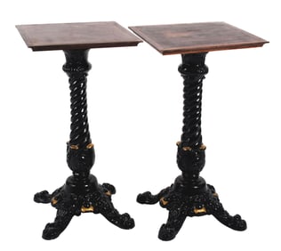 PAIR OF CAST IRON BASE SLOT MACHINE STANDS