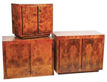 COLLECTION OF 3 WOODEN SLOT STANDS W/ DOORS