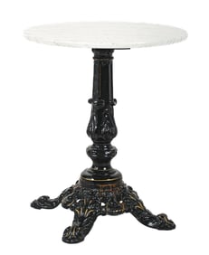 CAST IRON SODA FOUNTAIN TABLE W/ MARBLE TOP