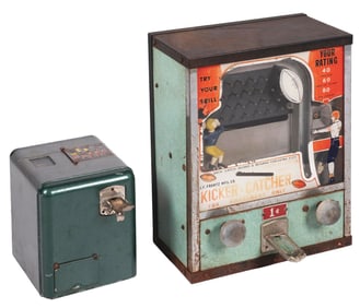 COLLECTION OF 2: 1¢ MILLS VEST POCKET SLOT MACHINE & FRANTZ KICKER CATCHER GAME