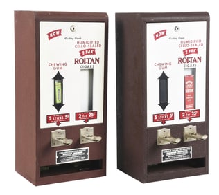 LOT OF 2: 5¢ AND 25¢ CHEWING GUM / ROI-TAN CIGAR DISPENSER.