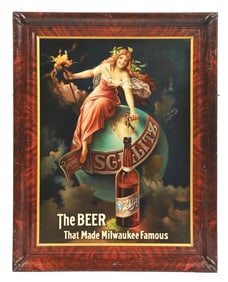 SELF FRAMED SCHLITZ MILWAUKEE FAMOUS BEER TIN SIGN