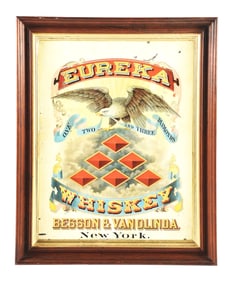 EUREKA WHISKEY TIN LITHOGRAPH W/ EAGLE GRAPHIC