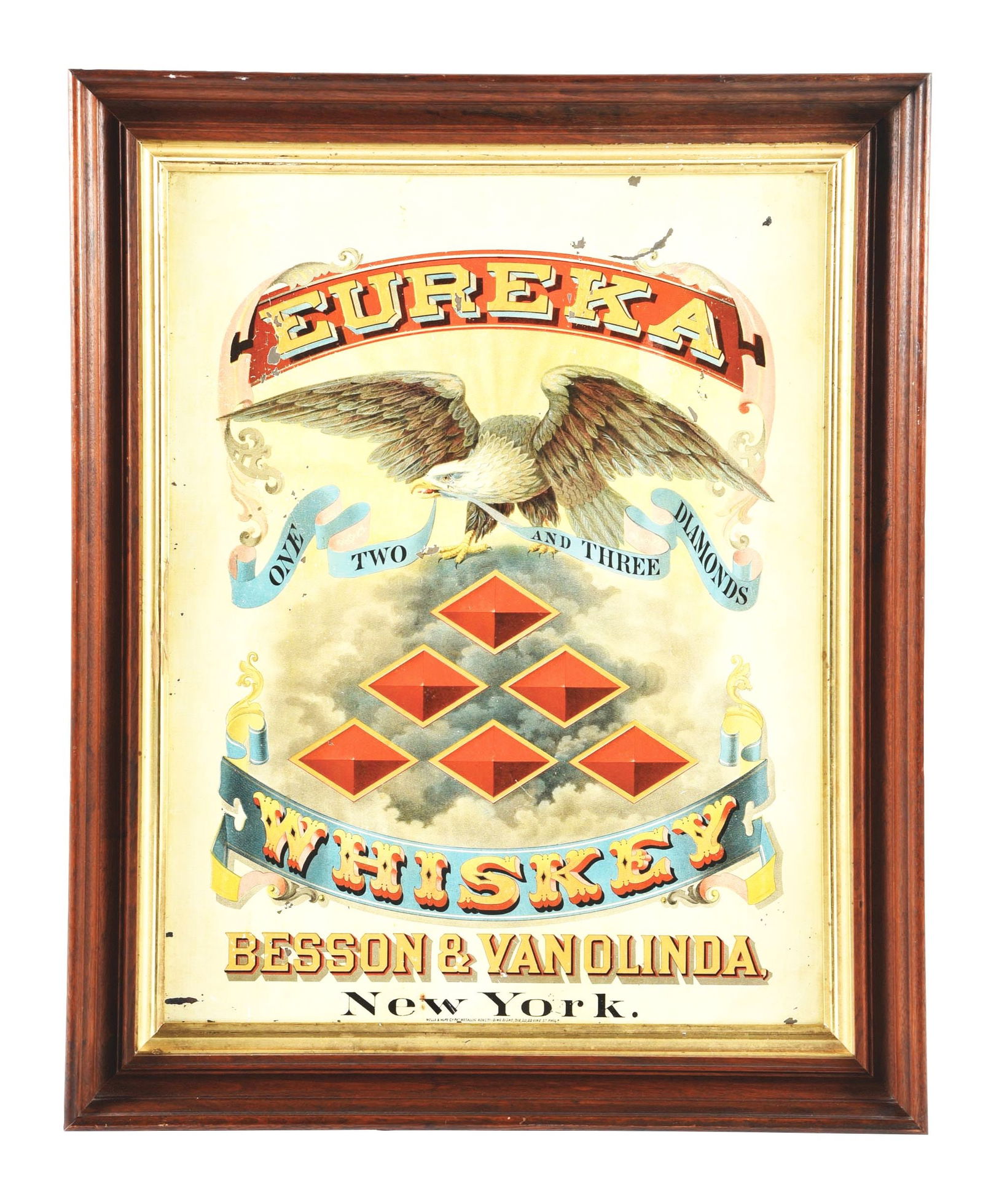 EUREKA WHISKEY TIN LITHOGRAPH W/ EAGLE GRAPHIC (1 of 3)
