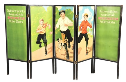 5-PIECE WINCHESTER ROLLER SKATES FORLDING SCREEN DISPLAY