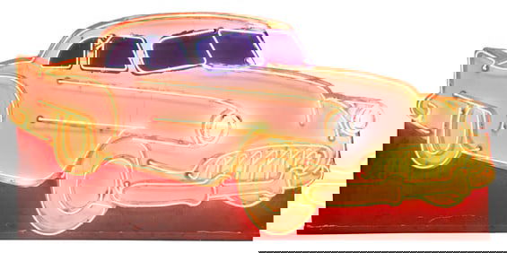 DOUBLE-SIDED NEON CAR GRAPHIC SIGN.