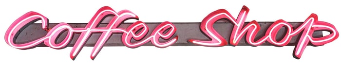 COFFEE SHOP ROOF TOP MARQUE NEON SIGN.