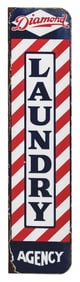 DIAMOND LAUNDRY AGENCY PORCELAIN FLANGE SIGN