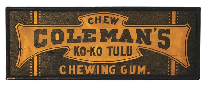 CHEW COLEMAN'S KO-KO TULU CHEWING GUM PAINTED METAL SIGN