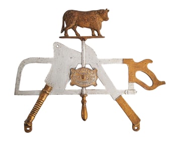 CAST IRON GLOEKLERS BUTCHER SHOP TRADE SIGN