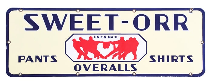 SINGLE-SIDED SWEET-ORR POCELAIN SIGN