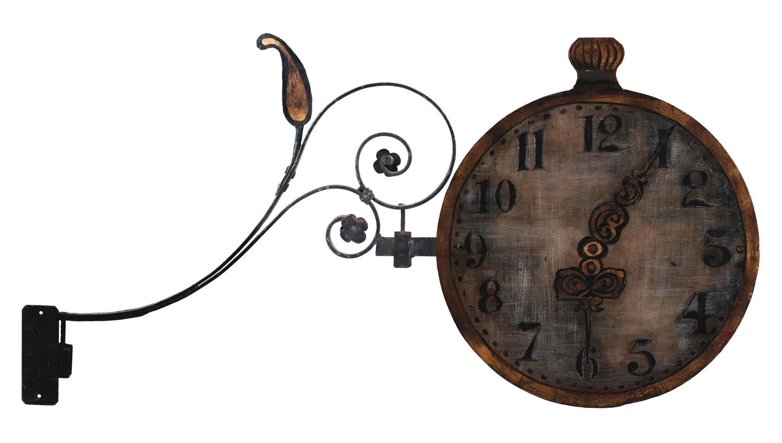 PAINTED METAL TRADE SIGN W/ POCKET WATCH GRAPHIC (1 of 6)