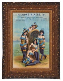 PIEMONT WINERY PAPER LITHOGRAPH W/ BEAUTIFUL WOMAN GRAPHIC