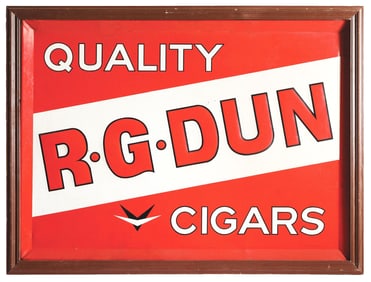 R.G. DUN QUALITY CIGARS SELF-FRAMED EMBOSSED TIN SIGN