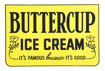 BUTTERCUP ICE CREAM TIN ADVERTISING SIGN