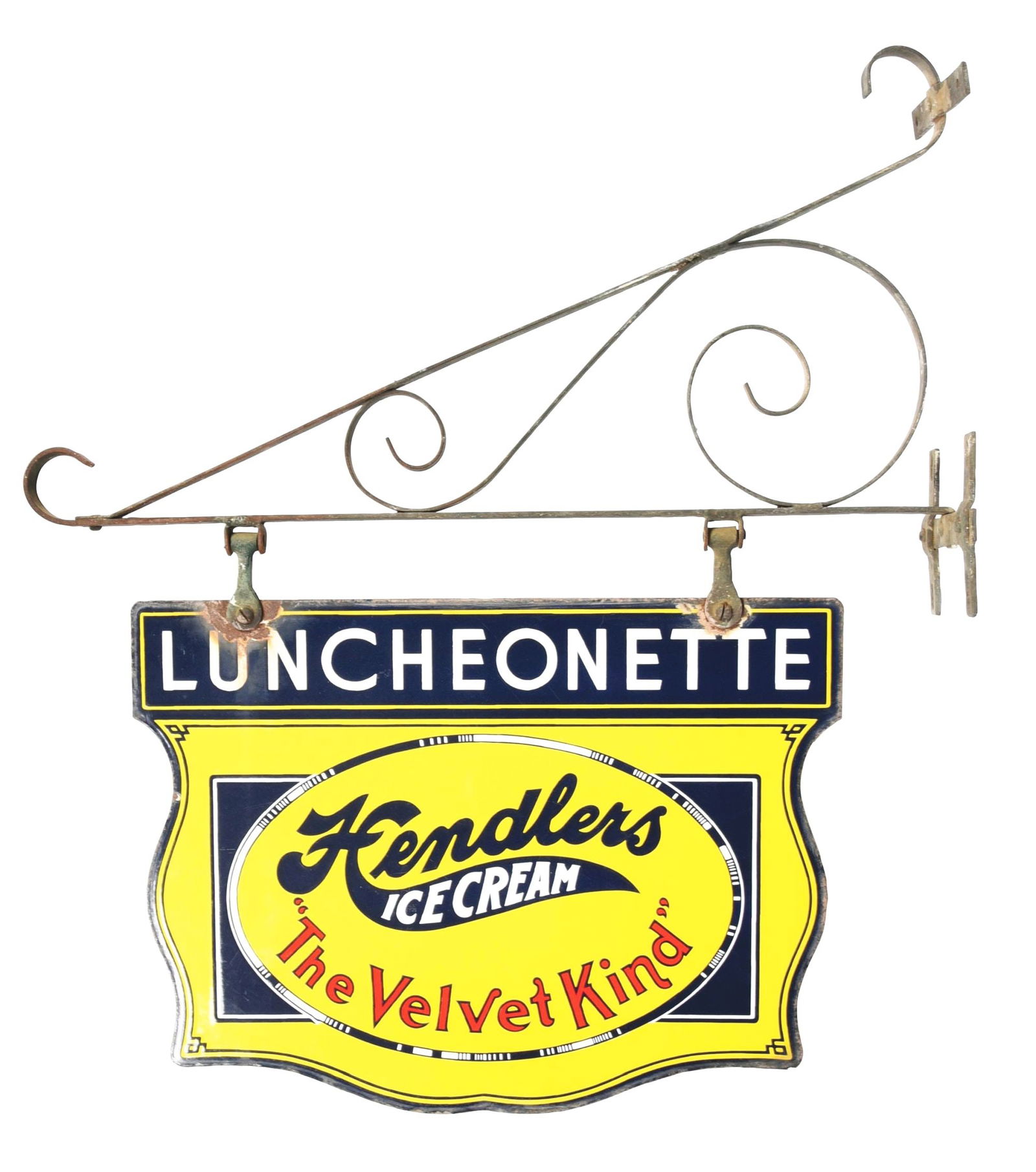 HENDLER'S ICE CREAM PORCEALIN FLANGE SIGN (1 of 2)