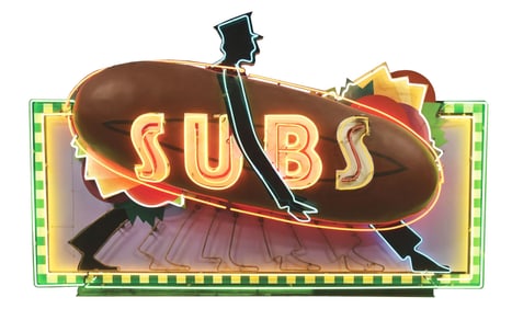 LARGE & IMPRESSIVE SUBS MOTION NEON SIGN