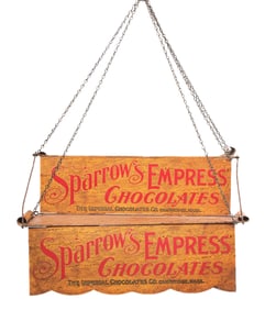 SPARROW'S EMPRESS CHOCOLATES HANGING COUNTRY STORE TIN DISPLAY