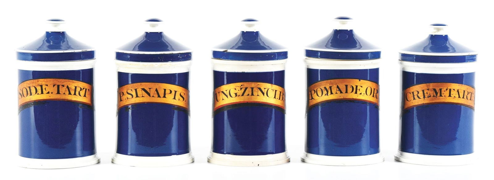 LOT OF 5: FRENCH HAND-PAINTED APOTHECARY JARS (1 of 4)