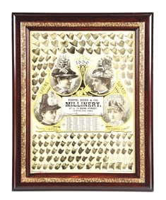 FOOTE, REED & CO. MILLINERY PAPER LITHOGRAPH W/ BEAUTIFUL LADY & HAT GRAPHICS.