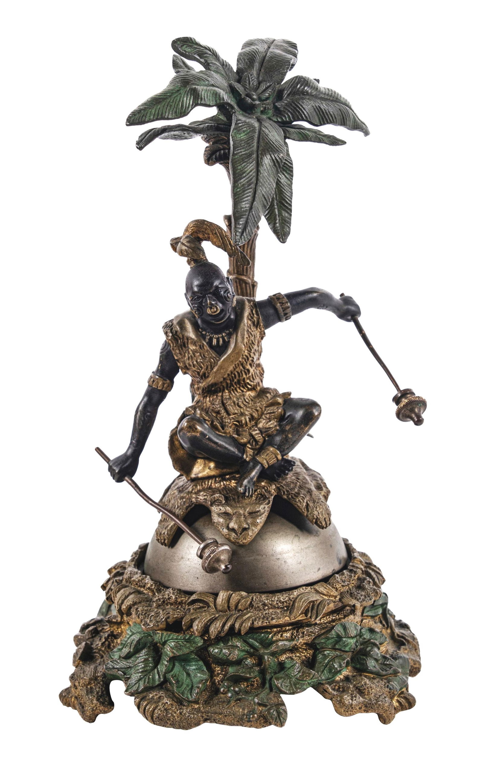 CAST BRONZE & BRASS FIGURAL HOTEL BELL (1 of 5)