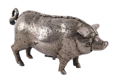 CAST IRON HOTEL BELL IN THE SHAPE OF A PIG