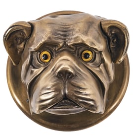 BRASS HOTEL BELL IN THE FORM OF A BULLDOG