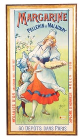 EARLY MARGARINE PELLERIN DE MALAUNAY W/ OUTSTANDING EARLY MOTHER & DAUGHTER GRAPHIC.