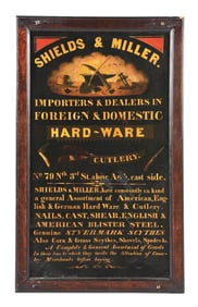 SHIELDS & MILLER TIN LITHOGRAPH W/ HARDWARE GRAPHICS
