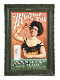 MURINE CURES EYES PAPER SIGN W/ WOMAN GRAPHIC
