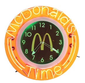SUPERIOR MCDONALD'S ADVERTISING NEON CLOCK