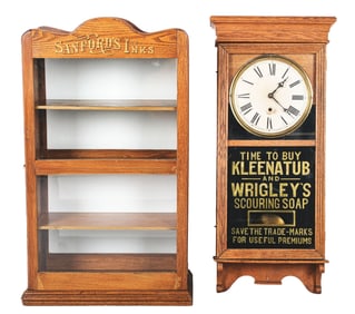 LOT OF 2: WRIGLEY'S SCOURING SOAP REGULATOR CLOCK & SANFORD'S INK SHOWCASE