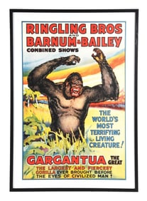 RINGLING BROS. AND BARNUM & BAILEY PAPER LITHOGRAPH CIRCUS POSTER W/ GARGANTUA THE GREAT GRAPHIC