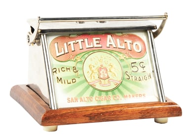 PUSH BAR STYLE CIGAR CUTTER ADVERTISING LITTLE ALTO 5¢ CIGARS