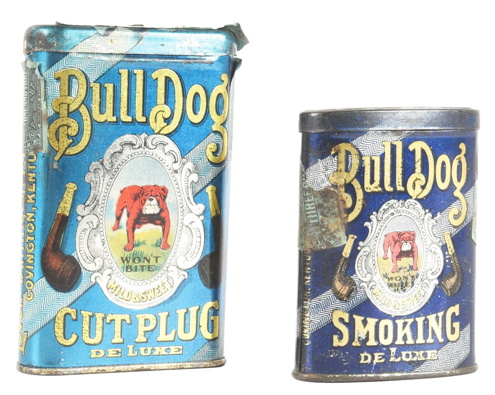 LOT OF 2: BULL DOG TOBACCO POCKET TINS. (1 of 4)