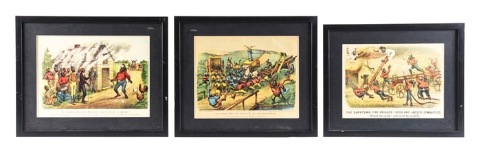 COLLECTION OF 3 DARKTOWN FIRE BRIGADE PAPER LITHOGRAPHS