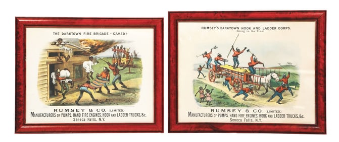 COLLECTION OF 2 RUMSEY & CO. PAPER LITHOGRAPHS W/ BLACK AMERICANA GRAPHICS.
