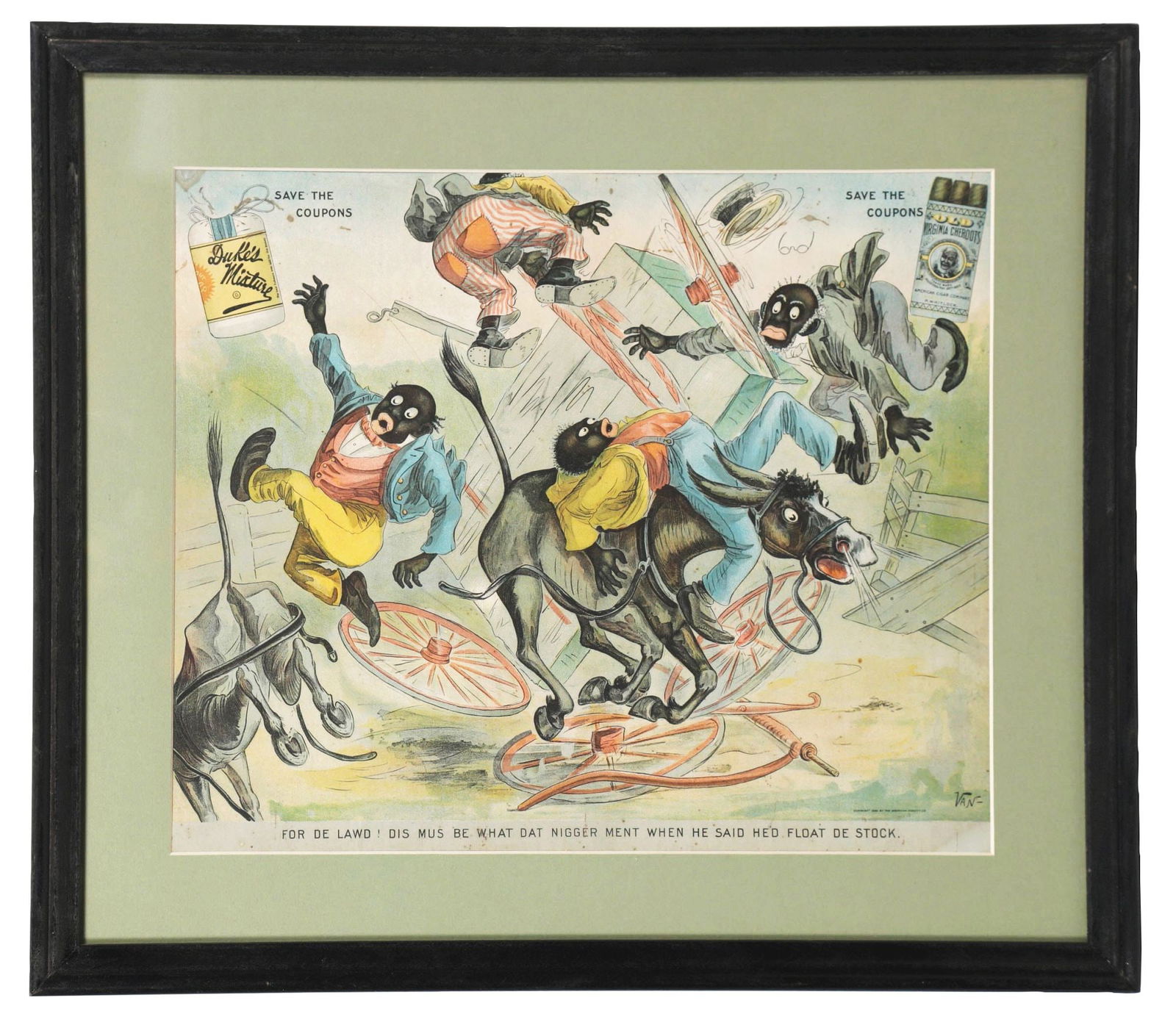 DUKES TOBACCO PAPER LITHOGRAPH W/ BLACK AMERICANA GRAPHICS. (1 of 3)