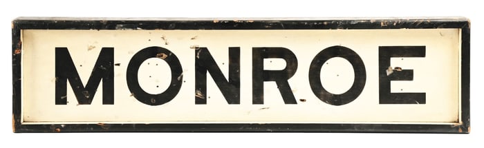 DOUBLE-SIDED WOODEN RAILROAD STATION SIGN