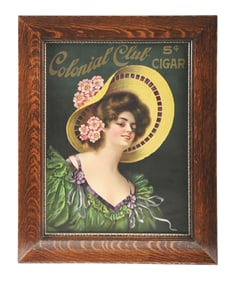 FRAMED CARDBOARD ADVERTISING FOR COLONIAL CLUB CIGAR